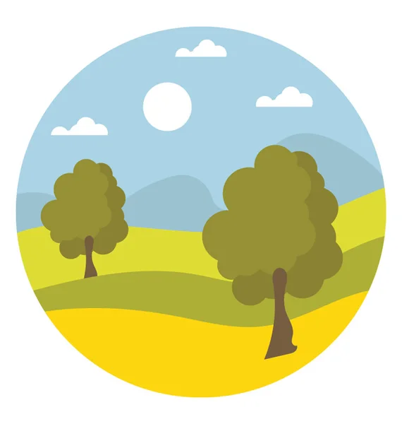 Icono Plano Diseño Los Árboles Paisaje — Vector de stock