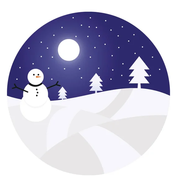 Zobacz Piękną Zimową Noc Padającego Śniegu — Wektor stockowy