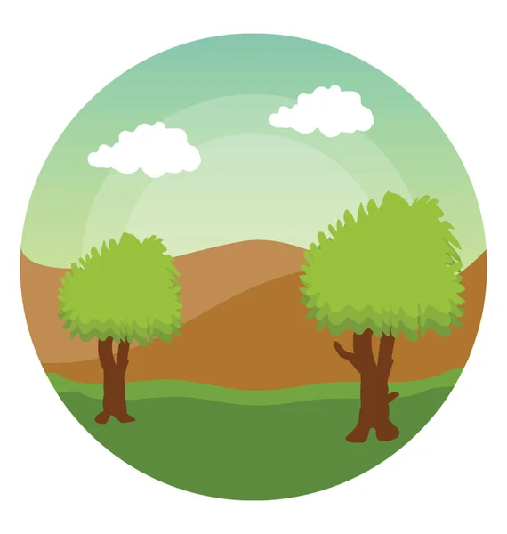 Une Icône Plate Design Des Arbres Paysage — Image vectorielle