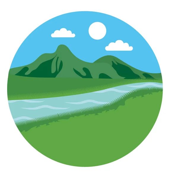 Hermoso Paisaje Natural Montaña Con Pastizales — Vector de stock