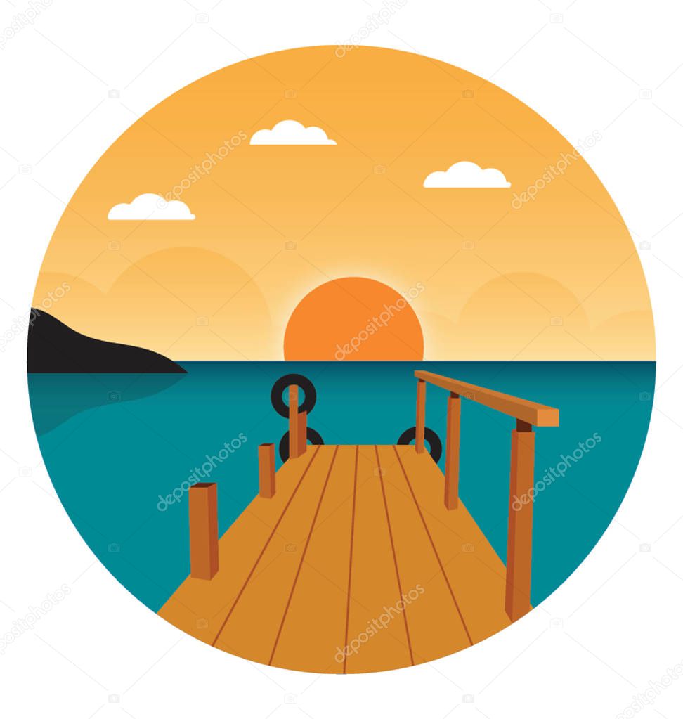 A flat icon design of a beach 