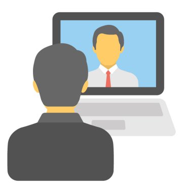  Adam video sohbet yoluyla diğer kişiyle iletişim