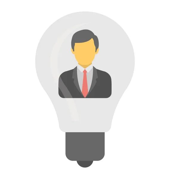 Man Electric Bulb Concept Smart Businessman — Stock Vector