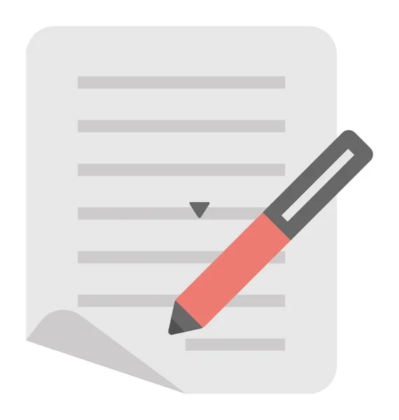 Ein Stift Mit Einem Dokumentkonzept Des Schreibens Oder Komponieren — Stockvektor