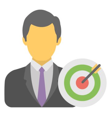 Bir adam iş hedefleri dart tahtası kavramı ile 