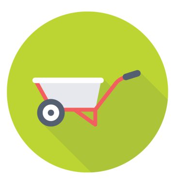 Bir itme sepeti, el arabası düz simgesi