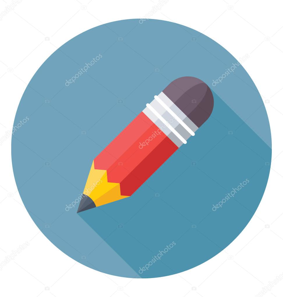 Flat icon pencil for writing, editing and drafting content