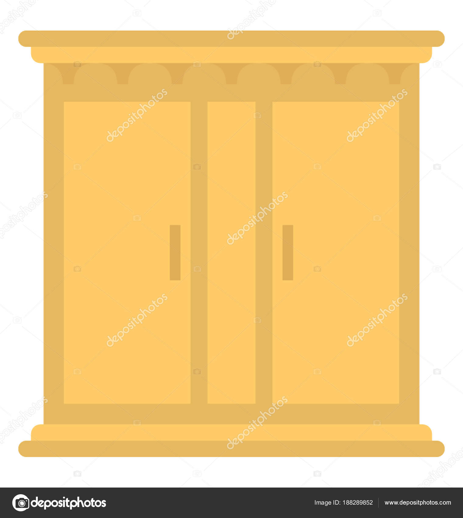 Wooden Wardrobe Sliding Doors Bedroom Stock Vector
