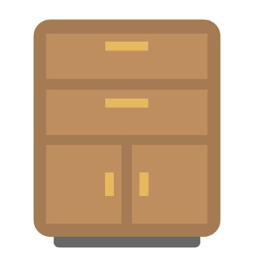 Çekmece ve iki dolapları içeren bir tablo