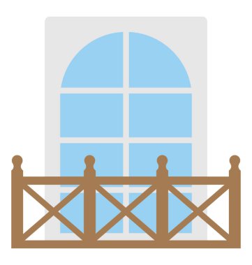 Ev ahşap balkon ile kahverengi korkuluk 