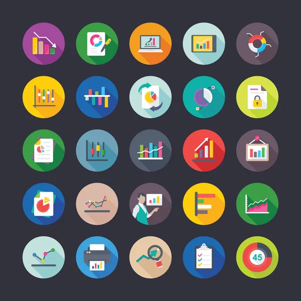 Paquete Informes Gráficos Iconos Vectores Planos — Archivo Imágenes Vectoriales