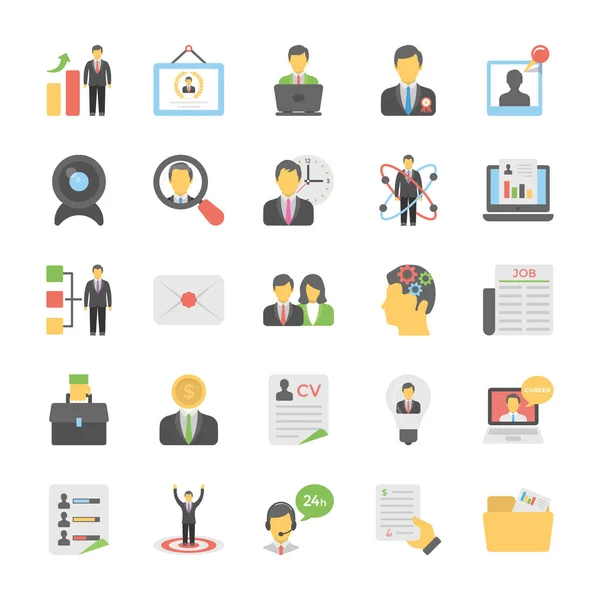 Business Office Flat Vector Icons — Stock Vector