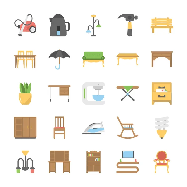 Móveis Flat Icons Pack — Vetor de Stock