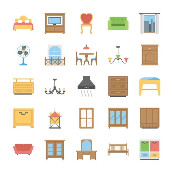 Mobili Flat Icons Pack — Vettoriale Stock