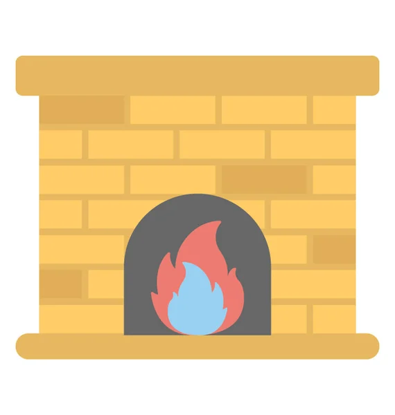Stone Made Structure Fire Symbolising Burning Fireplace — Stock Vector