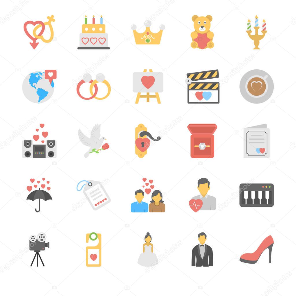 Love and Romance Icons Set