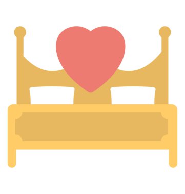 Yatak ve gösterilen sevgi kavramı üzerinde bir kalp işareti çiftler
