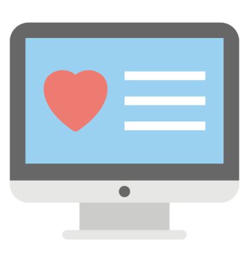 Bir monitör ekran Web sitesi dating kalp işareti gösteren kavramı ile