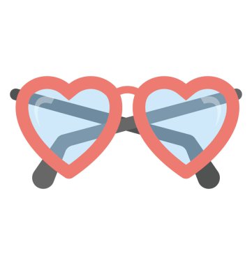 Gözlük kırmızı çerçeve ile kalp şeklinde 