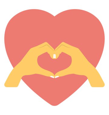 Önünde büyük kırmızı kalp, el tarafından yapılan kalp 