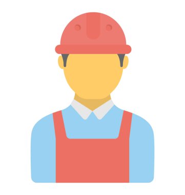 Bir inşaat işçisi düz simgesi tasarım avatar