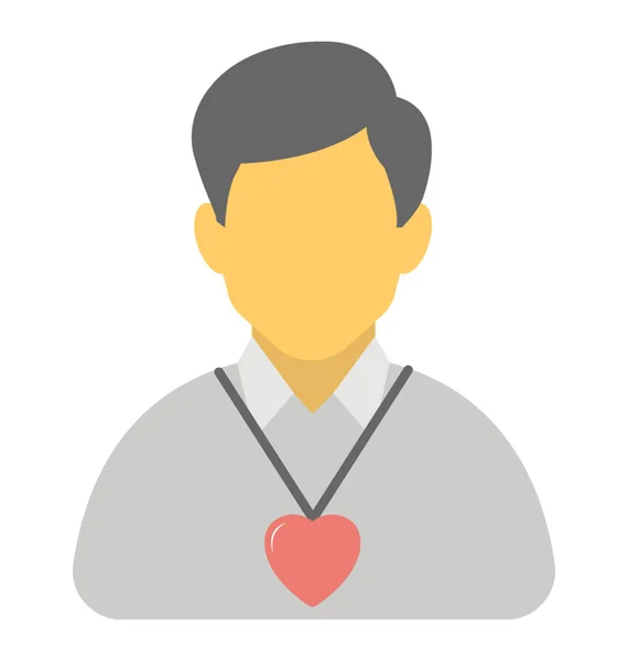 Avatar Masculino Vestindo Pingente Coração Simbolizando Namorado —  Vetores de Stock