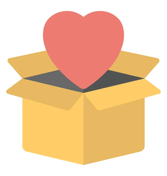 Red Heart Cardboard Box Love Gift Loved One — Stock Vector