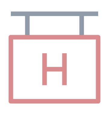 Hastane işareti renkli çizgi simgesini asılı