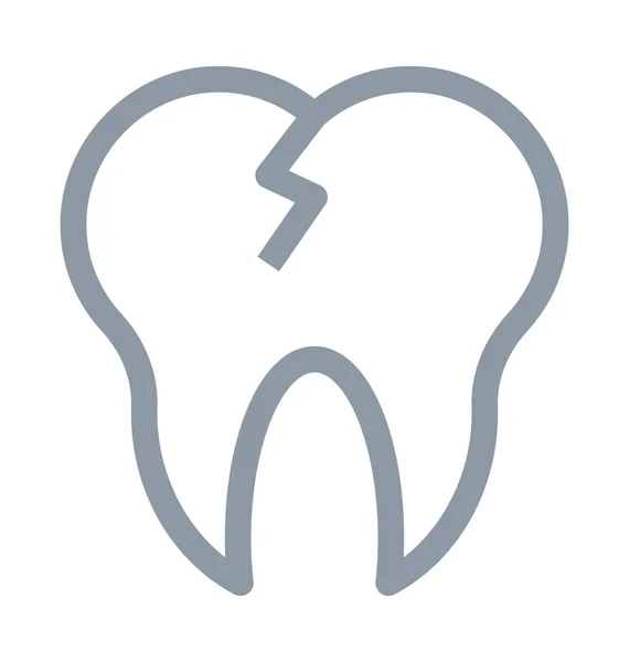 Cracked Tooth Colored Vector Icon — Stock Vector