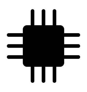 Mikroişlemci düz vektör simgesi