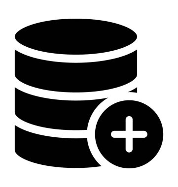 Veritabanı düz vektör simge ekle