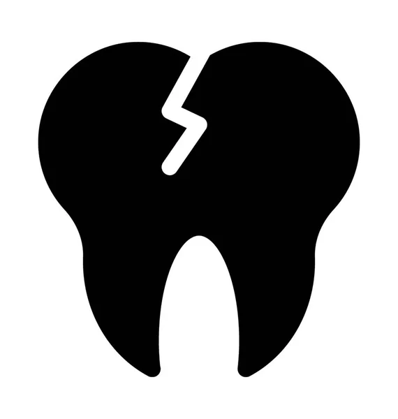 Cracked Tooth Flat Vector Icon — Stock Vector