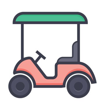 Golf Cart renkli illüstrasyon simge