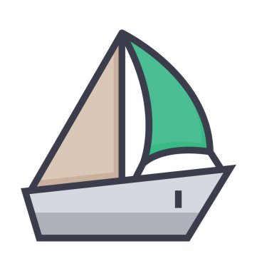 Yelkenli renkli illüstrasyon simge