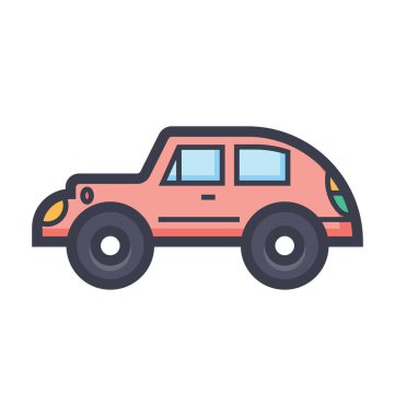 Hatchback renkli illüstrasyon simge