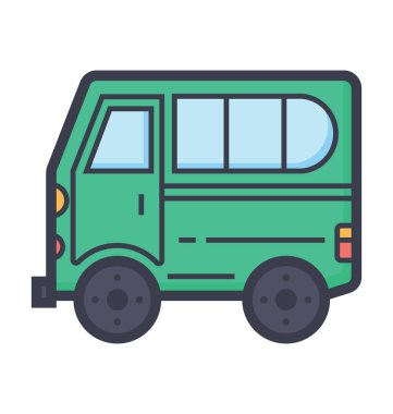 Teslimat Van renkli illüstrasyon simge