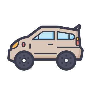 Hatchback renkli illüstrasyon simge