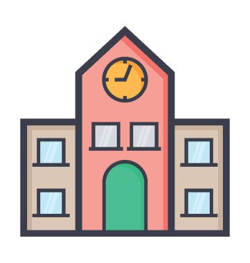Okul binası renkli vektör simgesi