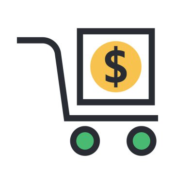 Alışveriş arabası renkli vektör simgesi