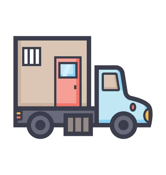 Levering Truck Gekleurde Illustratie Icon — Stockvector