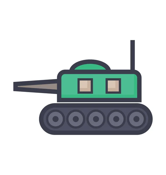 Battle Tank Colored Illustration Icon — Stock Vector