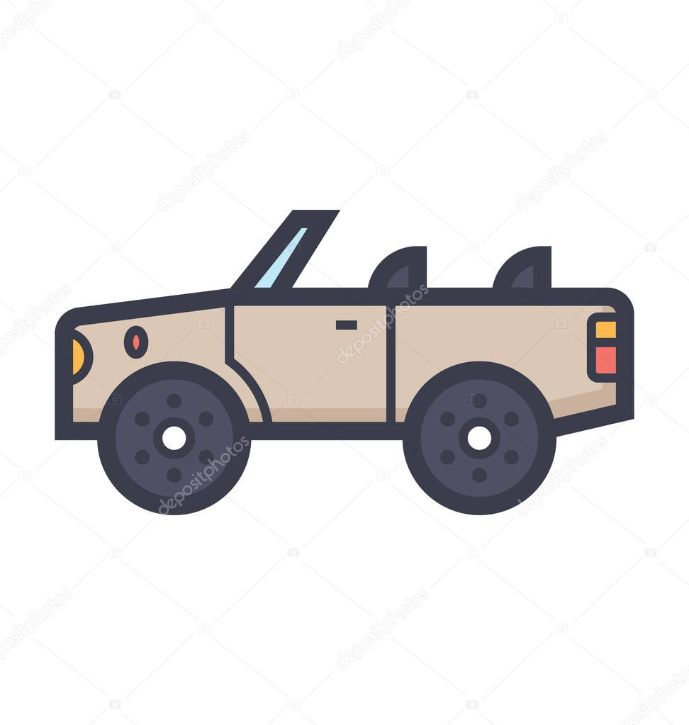 Roofless Car Colored Illustration Icon