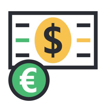 Kağıt para renkli vektör simgesi