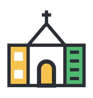 kilise renkli vektör simgesi