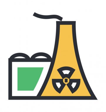 Nükleer santral renkli vektör simgesi