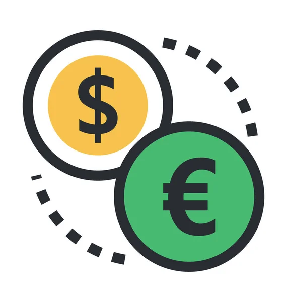 Měny Exchange Barevné Vektorové Ikony — Stockový vektor