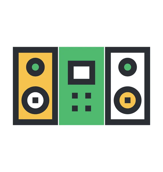 Sistema Música Vector Colores Icono — Vector de stock