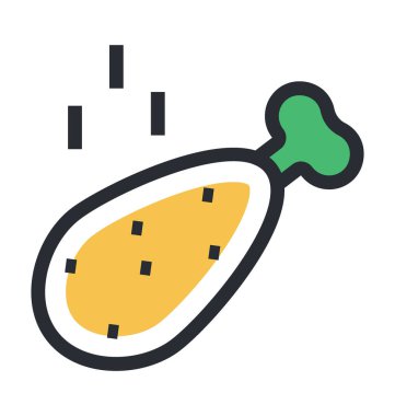 Tavuk bacak parçası renkli vektör simgesi