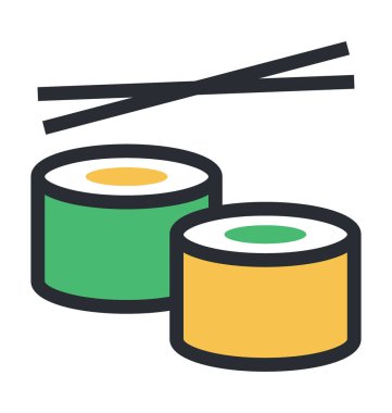 Suşi yemek çubukları renkli vektör simgesi olan