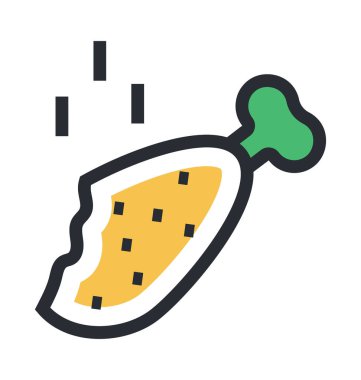 Tavuk bacağı renkli vektör simge ısırma